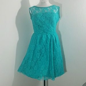 Handmade teal lace dress